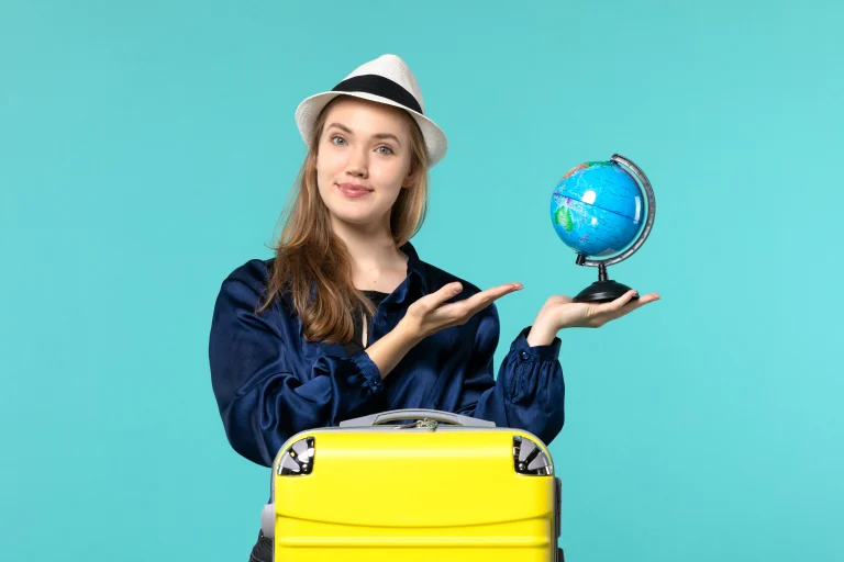 woman with a globe