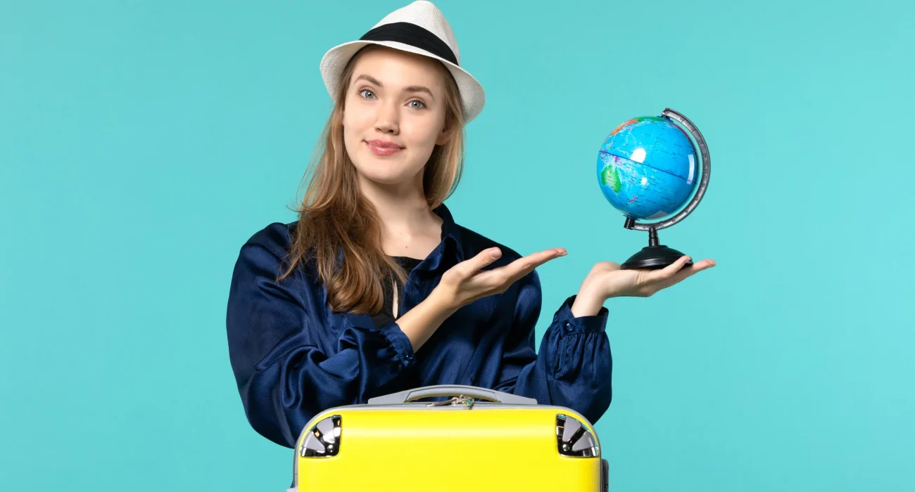 woman with a globe