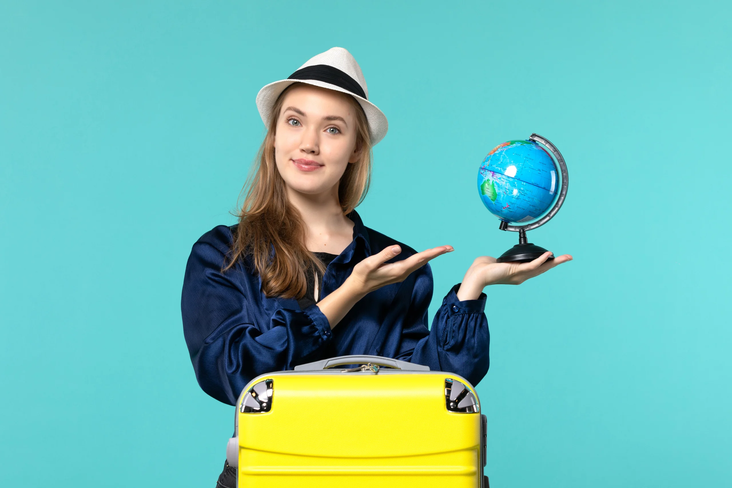 woman with a globe
